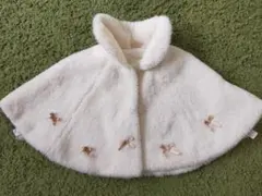 ホワイトファーポンチョ リボン付き