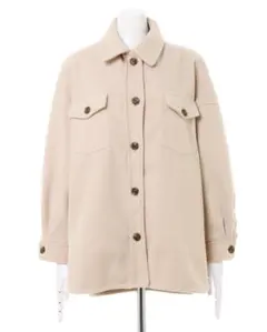 ベージュ フリース シャツジャケット
