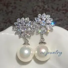 ピアスパールキュービックジルコニアあウェディングアクセサリーブライダル結婚式