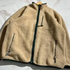 希少90s XXL　USA製　パタゴニア　レトロカーディガン　ナチュラル x緑