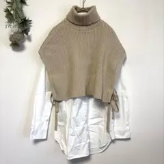 アパートバイローリーズ｜コットンリブニットベスト｜タートルネック｜サイドリボンのサムネイル