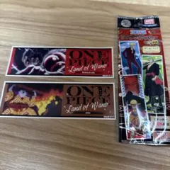 ワンピース　ワノ国編　ロングステッカー　ルフィ　ジンベエ　2枚セット　セリア