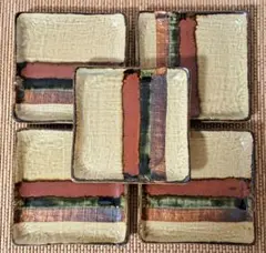 お値下げ 愛陶　銘々皿　角皿　菓子皿 5枚セット アイトー 手書きのサムネイル