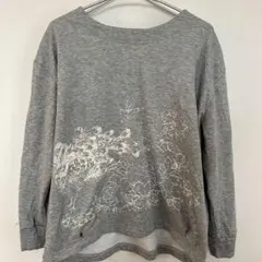 【L】花柄プリント グレー スウェット レディース トレーナー