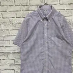 ブルックスブラザーズ半袖シャツ！チェック　パープルM 0630のサムネイル