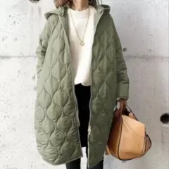 【在庫処分SALE！】キルティングコート カーキ 中綿 軽量 アウター 韓国風