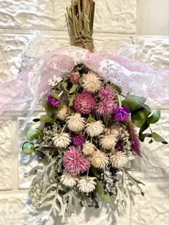 千日紅が可愛い❤️ドライフラワー・スワッグ(〃ω〃)・花束・スプレー済み・約23㎝