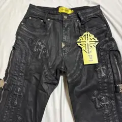 GUAPI All Black Cross Straight Leg Denim - メルカリ