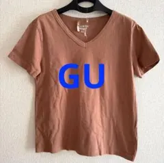 GUブラウン Vネック 半袖 Tシャツ S サイズ クリーニング済み