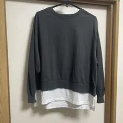 Dickies Tシャツ 長袖 フェイクレイヤード バック ロゴ グレー