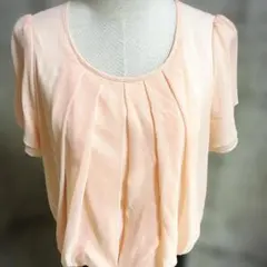 ピンク黒ドレープデザインワンピース