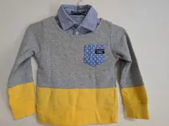 重ね着風長袖カットソー グレー イエロー 120