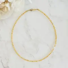 ◇天然石◇ イエロージェイド　淡水パール　シンプルネックレス