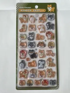 ボンボンドロップシール　和柄　柴犬
