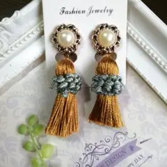ファッションジュエリー パールタッセルピアス/イヤリング(ハンドメイド)