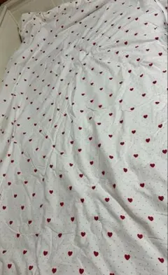 赤 白　ドット ハート柄 布団
