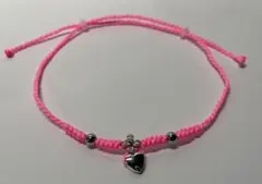 ピンク ハート アンクレット 1本 ハンドメイド サイズ調整可
