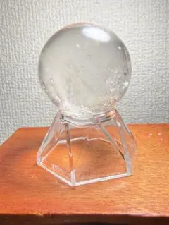 レムリアン 天然水晶 丸玉 スフィア　木製台座付き　クラック/アイリスクォーツ レムリアン 天然水晶 丸玉 スフィア 木製台座付き クラック/アイリス