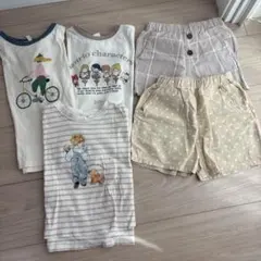 100cm 半袖Tシャツ、ショートパンツセット テーターテートなど 夏服 淡色系のサムネイル