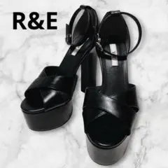 R&E 太ヒール クロスストラップ ハイヒール サンダル 厚底 黒　Mのサムネイル