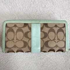 Coach 長財布 ブラウン/ミント