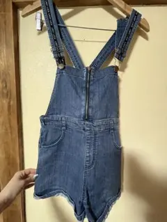 デニムオーバーオール ショートパンツ