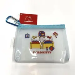 新品 HELLO KITTY カラビナ付きクリアポーチ キティ&ミミィ レトロ