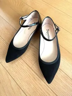 美品 レペット 黒 Repettoジュノン パテントレザー エナメル フラット