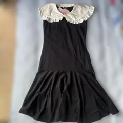 フリル付き襟 ブラックワンピース　150cm
