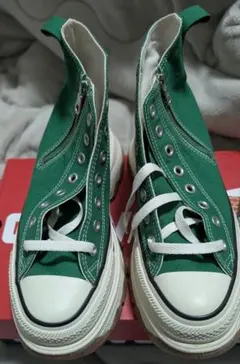 CONVERSE ALL STAR グリーン 厚底ハイカットスニーカー