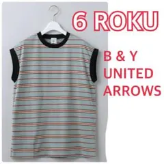 6(ROKU)ロク／ユナイテッドアローズ マルチボーダーノースリーブTシャツ 6（ロク）の「＜6(ROKU)＞COTTON MULTI BORDER NO SLEEVE T-SHIRT