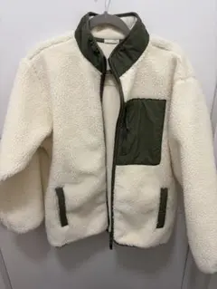 【美品】GU ボアフリースジャケット S ホワイト×カーキ