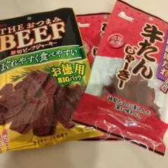 THE BEEF 厚切りビーフジャーキー BIGパック、　牛タンジャーキー　2点のサムネイル