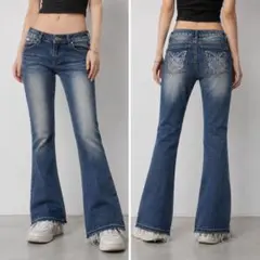 X-girl Butterfly Rhinestone Flare Jeansのサムネイル