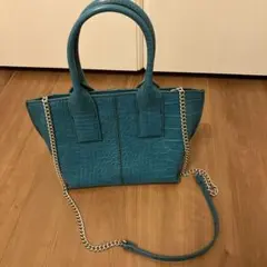 ZARA ターコイズ クロコダイル型押し ハンドバッグ