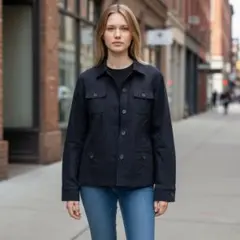 ネイビー カジュアルジャケット フロントポケット付き