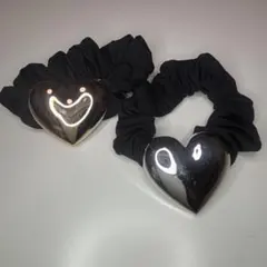 ハート型メタリックヘアゴム2個セット