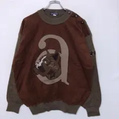 HARDY AMIES オールド レトロ 古着 ワンちゃん刺繍 ウールニットのサムネイル
