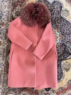 ピンク ファー付きコート