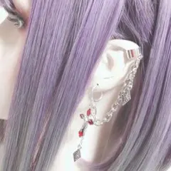 地雷 赤キリストクロス イヤーカフ ダミピ 穴不要 y2k