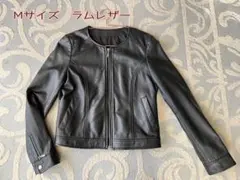 レザージャケット　M ブルゾン　ノーカラージャケット　本革