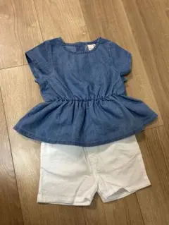 petit main デニムチュニックとショートパンツセット　80サイズ