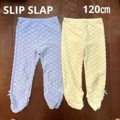 SLAP SLIPリボン付裾ギャザー花ドット柄7分丈レギンスパンツ120㎝2枚