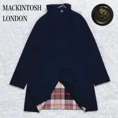 美品・希少☆マッキントッシュロンドン　リバーコート　ウール　ハウスチェック 紺のサムネイル