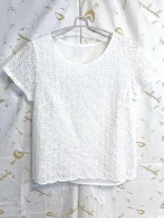 レース編み 半袖トップス