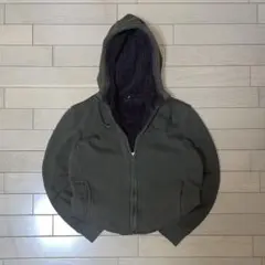 00s OLD UNIQLO ジップパーカー ボア y2k 短丈 フェード 緑
