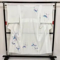 ゆりのはな　夏の着物　付下げ　駒絽　洗える着物　広衿　ポリ　白色系　G201のサムネイル