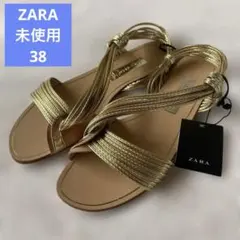 ZARA 新品タグ付き　サンダル　ゴールド　サイズ38 24.5のサムネイル