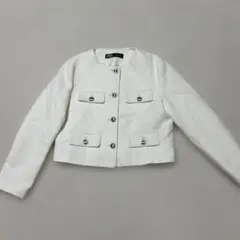 タイムセールZARA ノーカラージャケット M ホワイト 金色ボタン きれいめ