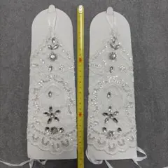 ホワイト ウェディンググローブ ビーズ刺繍